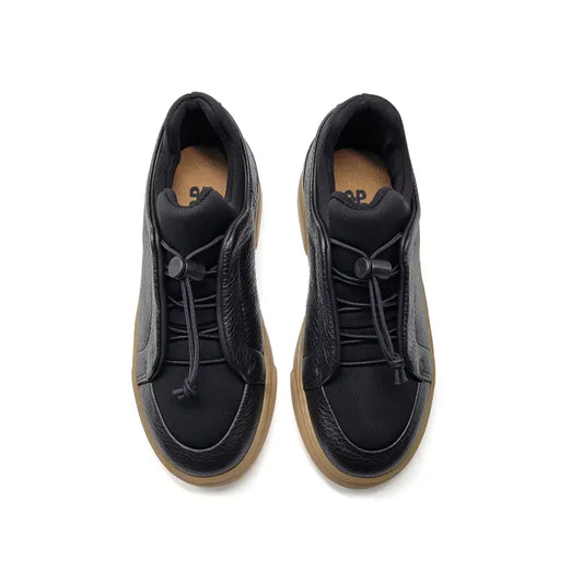 Porte black leather no tie sneaker 21698 - boys