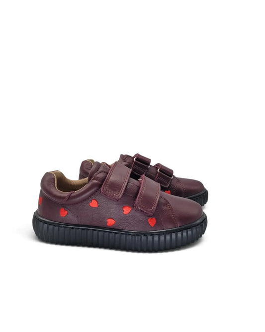 Porte burgundy red hearts velcro sneaker 22307 | kids fast shipping
