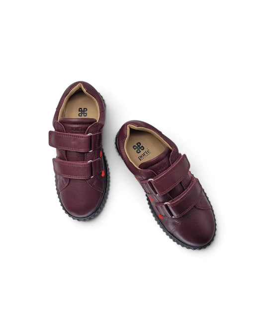 Porte burgundy red hearts velcro sneaker 22307 | kids fast shipping