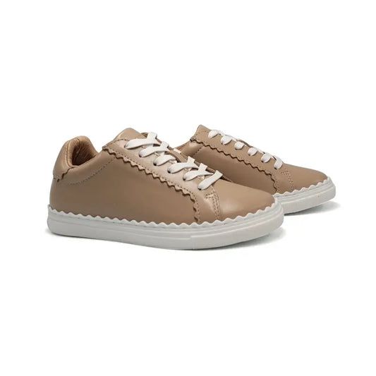 Porte charlotte nude scallop lace sneaker - girls