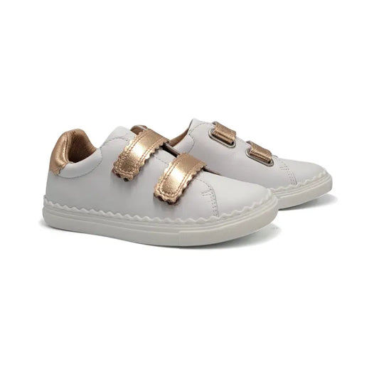 Porte chuck white pink velcro sneaker - girls