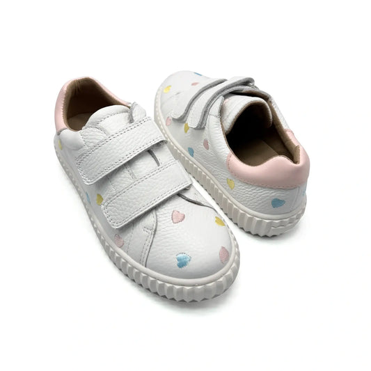 Porte multi hearts velcro sneaker white leather fast shipping