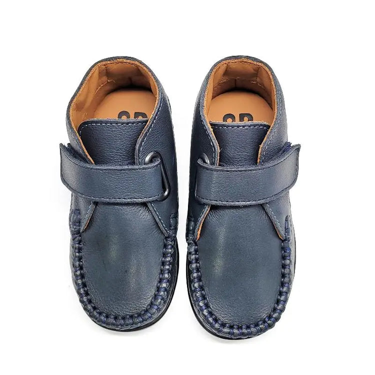 Porte Navy Cobbled Velcro Baby Bootie - BOYS