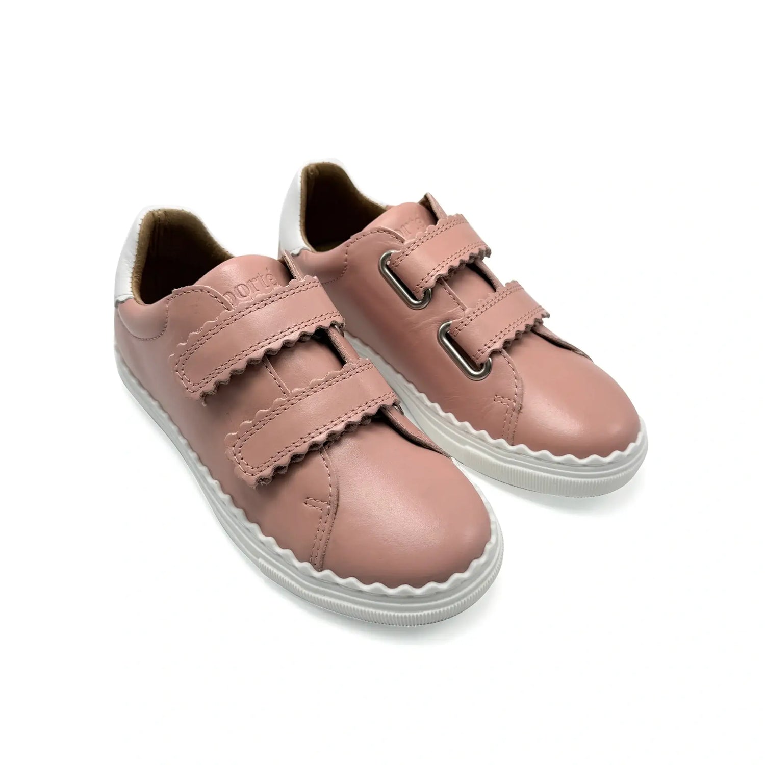Salmon pink velcro sneakers handmade in spain fast shipping