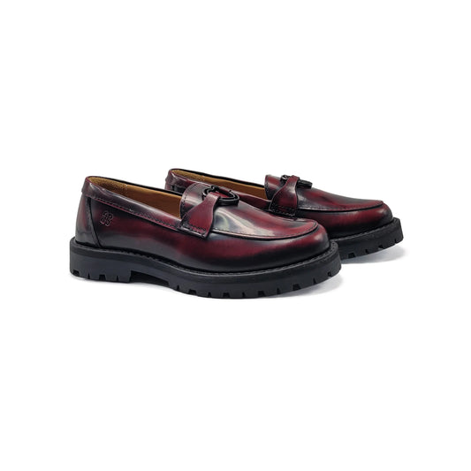 Porte vintage burgundy hi shine heart chunky loafer 6317 - girls