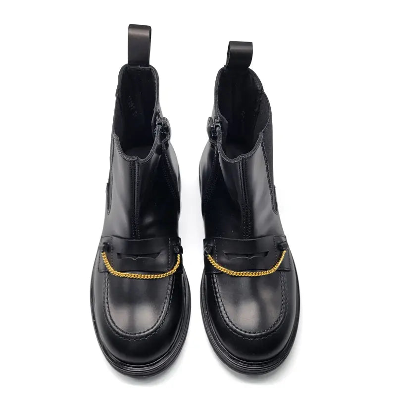 Rondinella black leather penny chain bootie 12097 - bootie