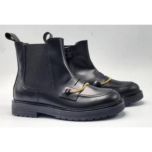 Rondinella black leather penny chain bootie 12097 bootie