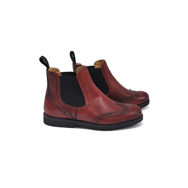 Rondinella brushed auburn leather wingtip bootie-11757- - girls
