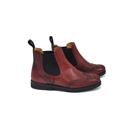 Rondinella brushed auburn leather wingtip bootie-11757- - girls