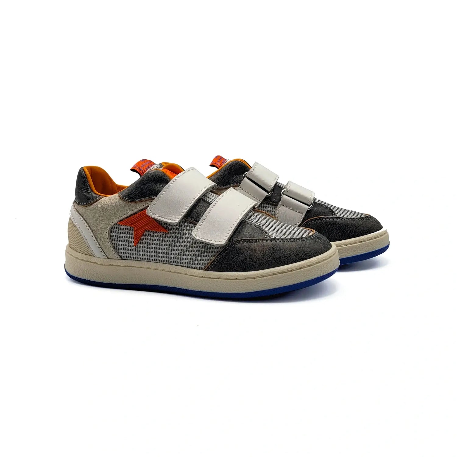 Grey orange star velcro sneakers kids italy fast shipping