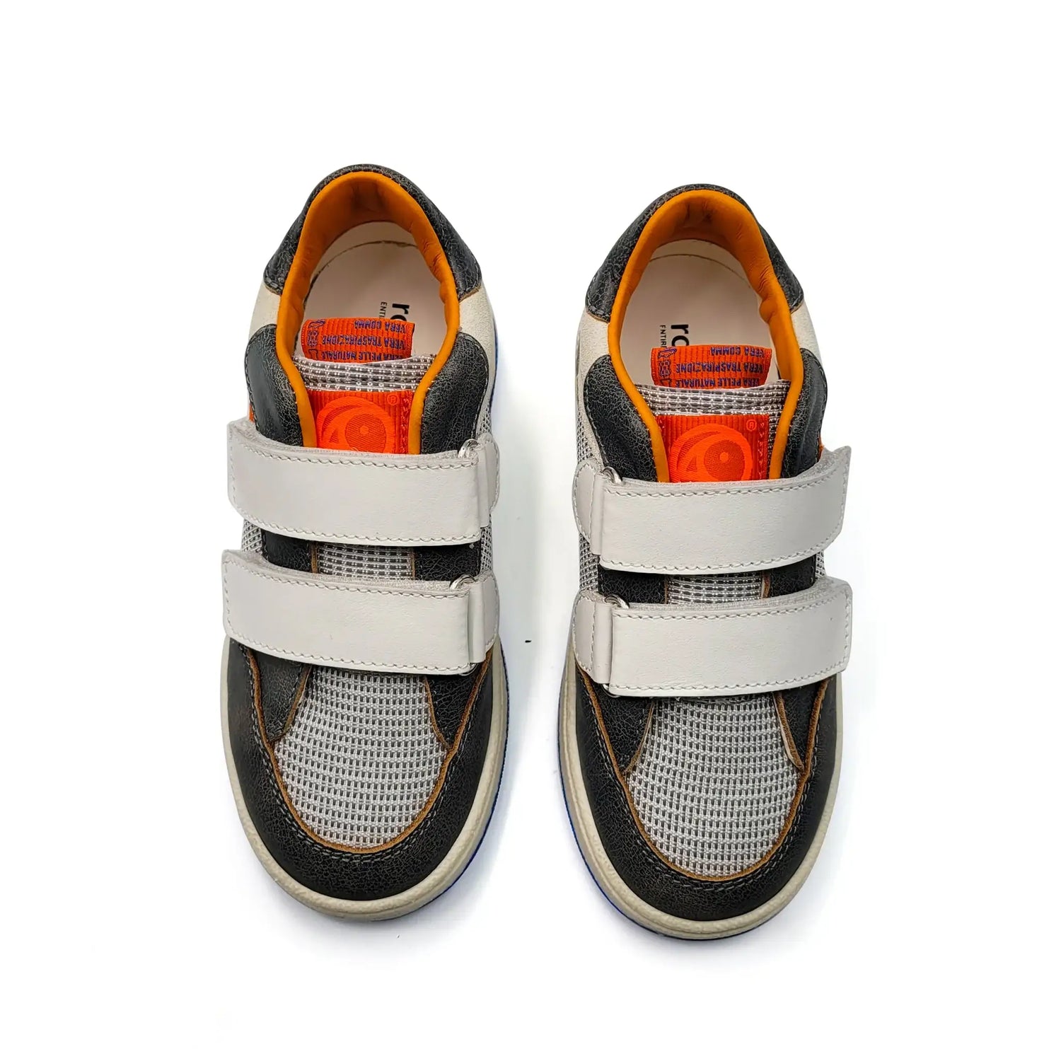 Grey orange star velcro sneakers kids italy fast shipping