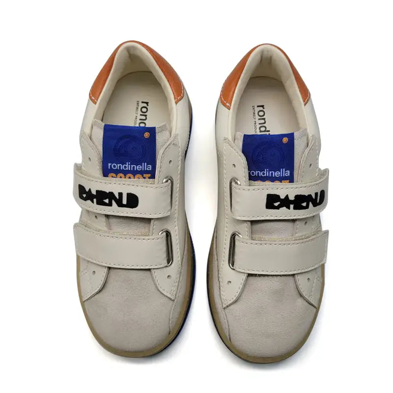 Rondinella Orange Blue Ivory Boys Sneaker Leather Laced Shoe