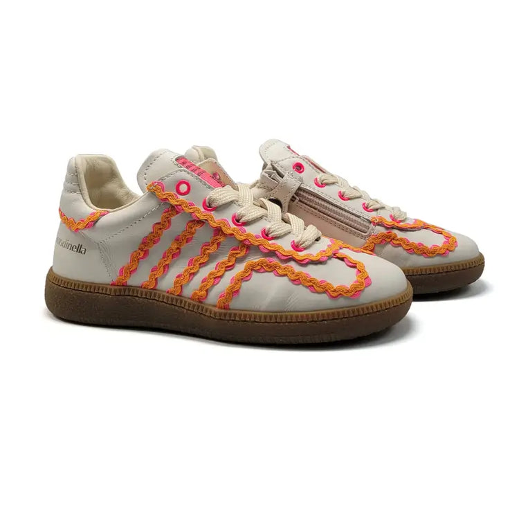 Rondinella Orange Ribbon Ivory Lace Sneaker 12141 - 28 - GIRLS