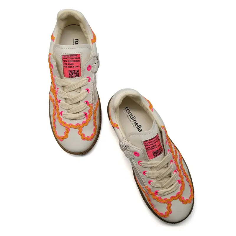 Rondinella Orange Ribbon Ivory Lace Sneaker 12141 - GIRLS