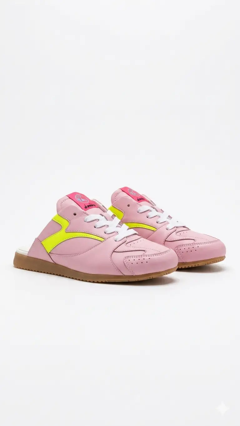 Rondinella pink backless sneaker italian leather fast shipping