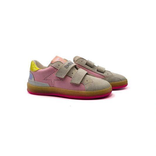 Pink ivory velcro sneakers italian leather fast shipping