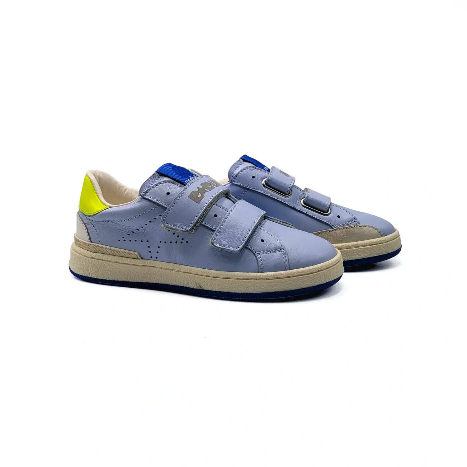 Rondinella blue yellow velcro sneakers kids fast shipping