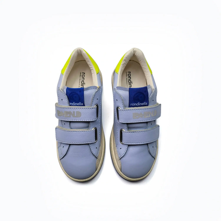 Rondinella blue yellow velcro sneakers kids fast shipping