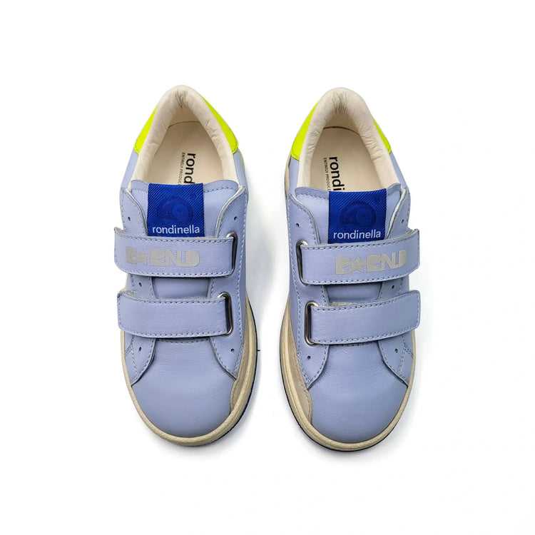 Rondinella blue yellow velcro sneakers kids fast shipping