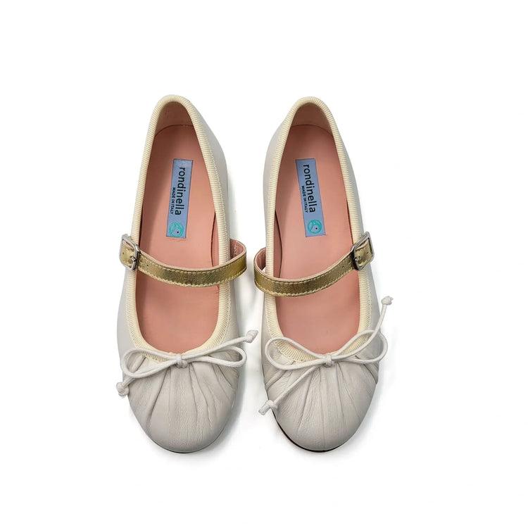 Rondinella off white gold mary jane flats fast shipping