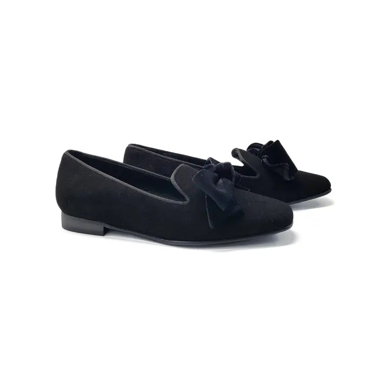 Ruth secret black bow slip on dress shoe 3322 - girls