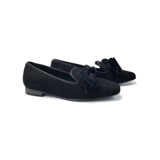Ruth secret black bow slip on dress shoe 3322 - girls