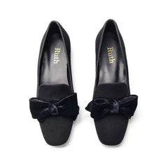 Ruth secret black bow slip on dress shoe 3322 - girls