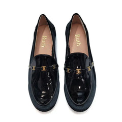 Ruth Secret Black Velvet Chain Patent Slip On 3676 - GIRLS