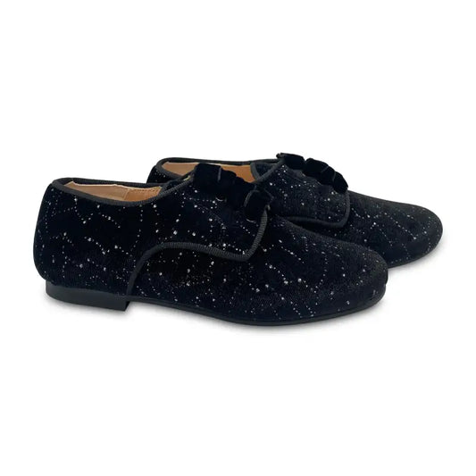 Ruth secret black velvet constellation sparkle lace up 3026 - girls