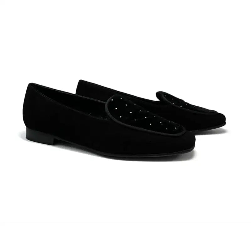 Ruth secret black velvet stud slip on 3704 - girls