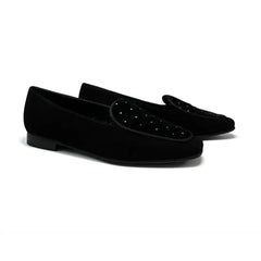 Ruth secret black velvet stud slip on 3704 - girls