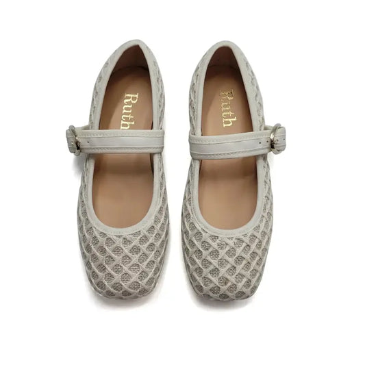 Ruth Secret Ivory Cotton Buckle Mary Jane 3881 - GIRLS