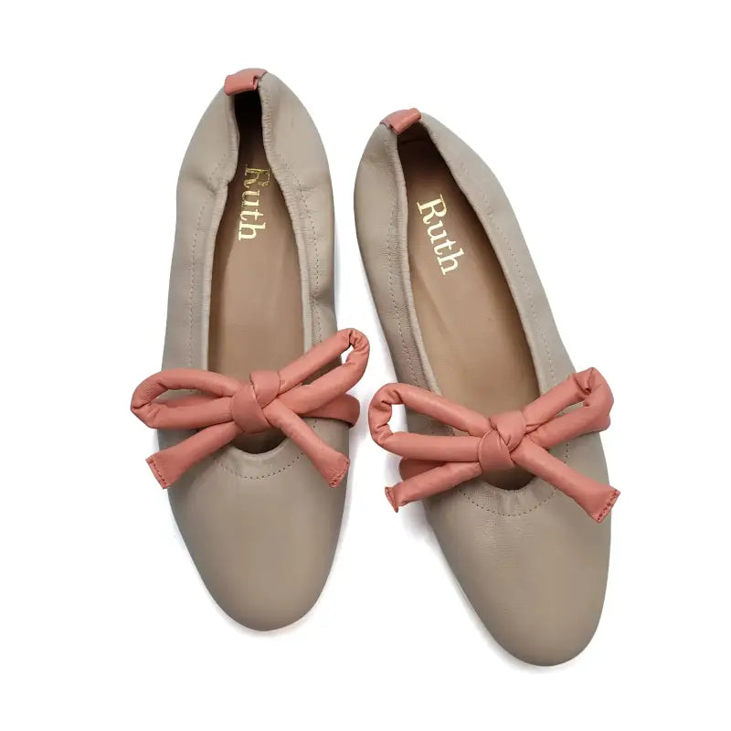 Ruth Secret Nude Peach Bow Ballet Flat 3690 - GIRLS