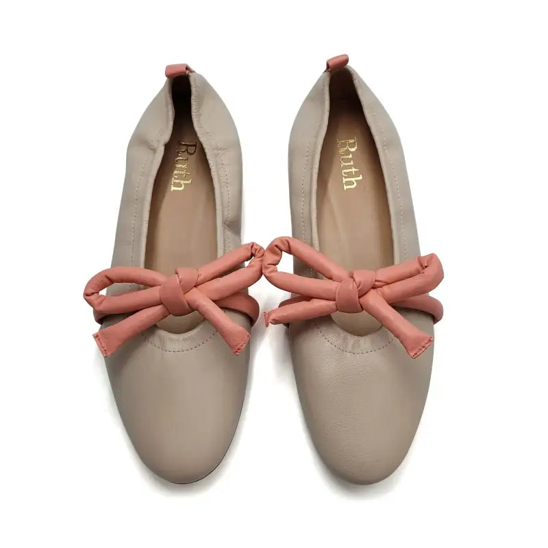 Ruth Secret Nude Peach Bow Ballet Flat 3690 - GIRLS