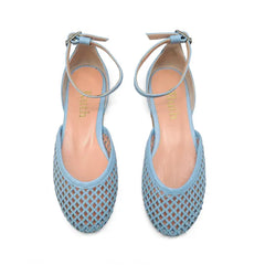 Ruth secret sky blue net ankle strap dress shoe 3729 - girls