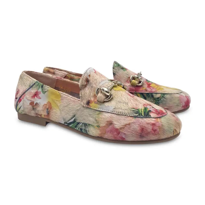 Ruth secret taupe floral pony hair slip on 3655 - slip on dress