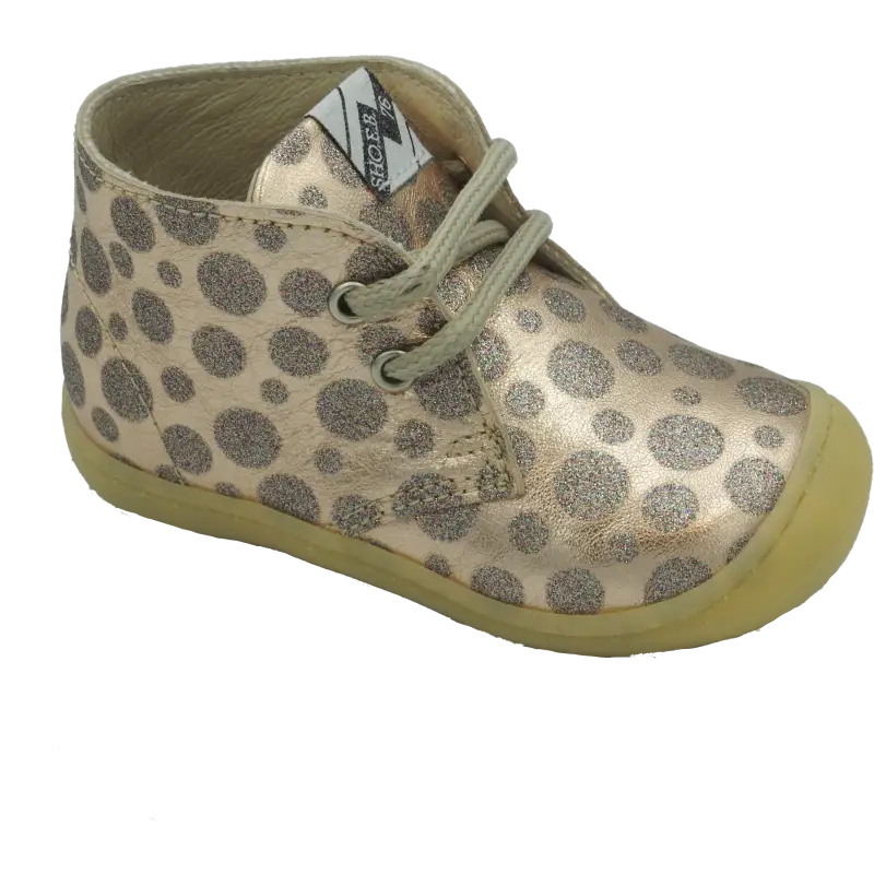 Shoe b 76 rose gold glittler polkadot lace first walker sneaker 4601 - girls