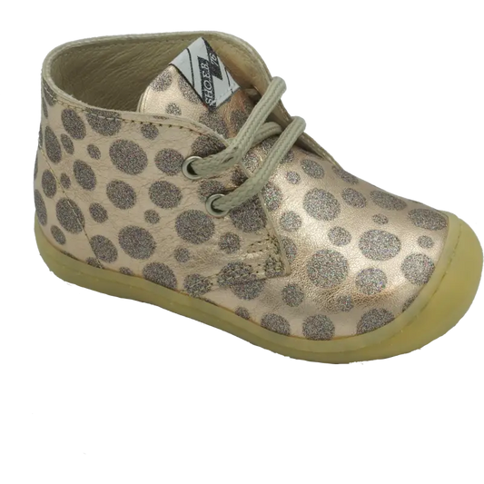 Shoe b 76 rose gold glittler polkadot lace first walker sneaker 4601 - girls