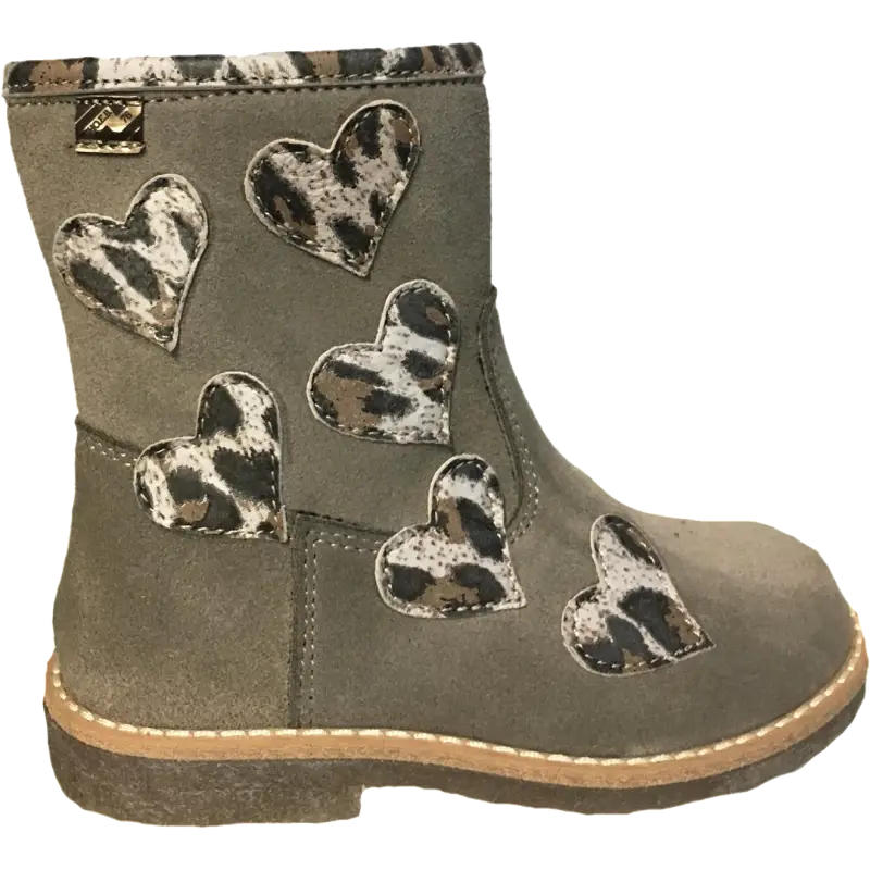 Shoe B Taupe Heart Boot for Girls |Laced Shoe Inc
