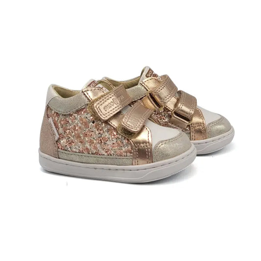 Shoo Pom Bouba Copper Glitter Velcro Sneaker - 20 - FIRST WALKER