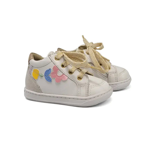 Shoo Pom Bouba White Flower Sneaker - 20 - FIRST WALKER