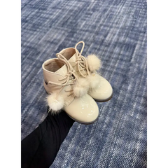 Shoozim beige patent lace baby bootie 087 first walker