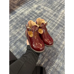 Shoozim wine leather t strap first walker 087 first walker