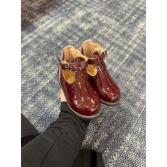 Shoozim wine leather t strap first walker 087 first walker