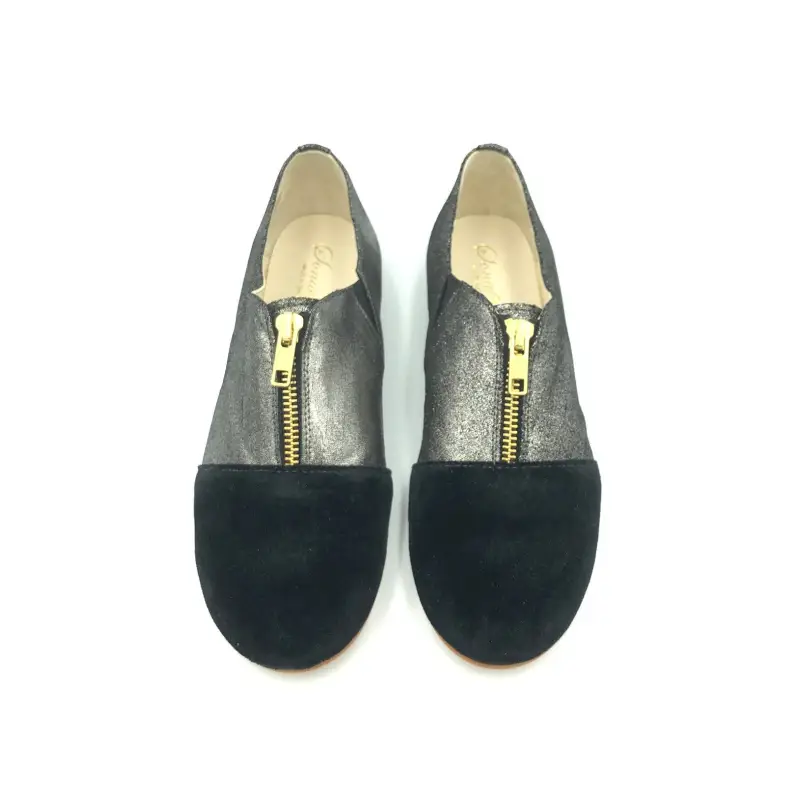Sonatina collin black velvet metallic zipper dress shoe - boys