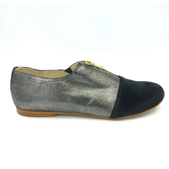 Sonatina collin black velvet metallic zipper dress shoe - boys