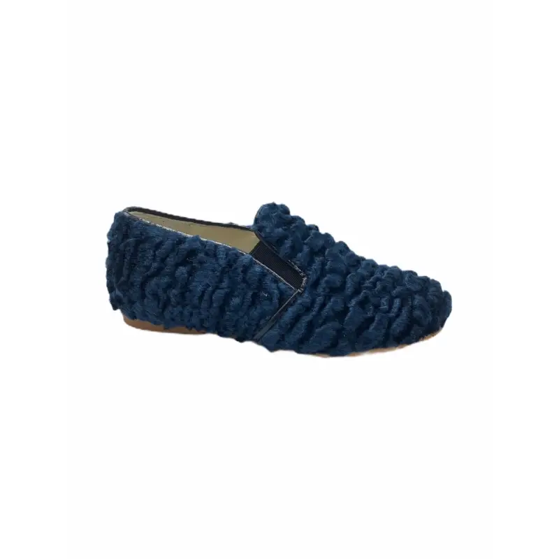 Sonatina david teal blue fur smoking slip on - boys