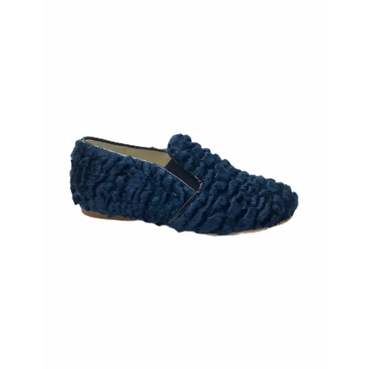 Sonatina david teal blue fur smoking slip on - boys