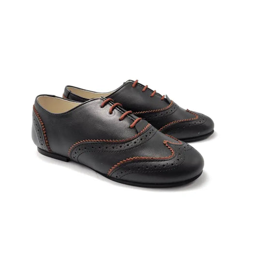 Sonatina imperial black & brown wingtip lace oxford - boys