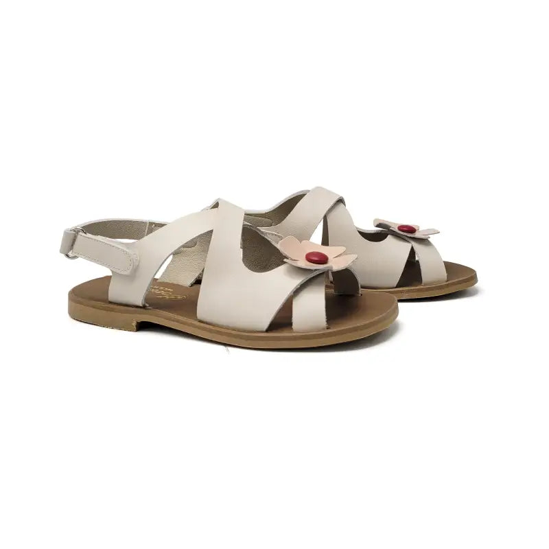 Sonatina margarita white peach bordeaux flower sandal - girls